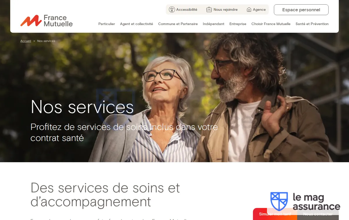 Capture : Les services inclus dans votre contrat France Mutuelle